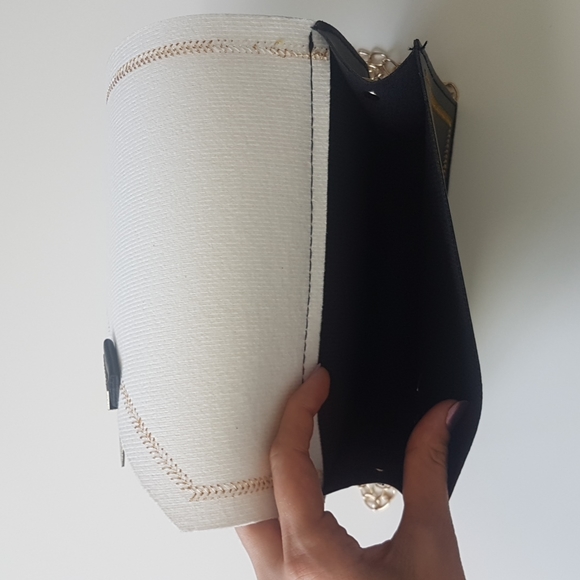 Black White Gold Thread Cross Body or Clutch Bag - Picture 6 of 8